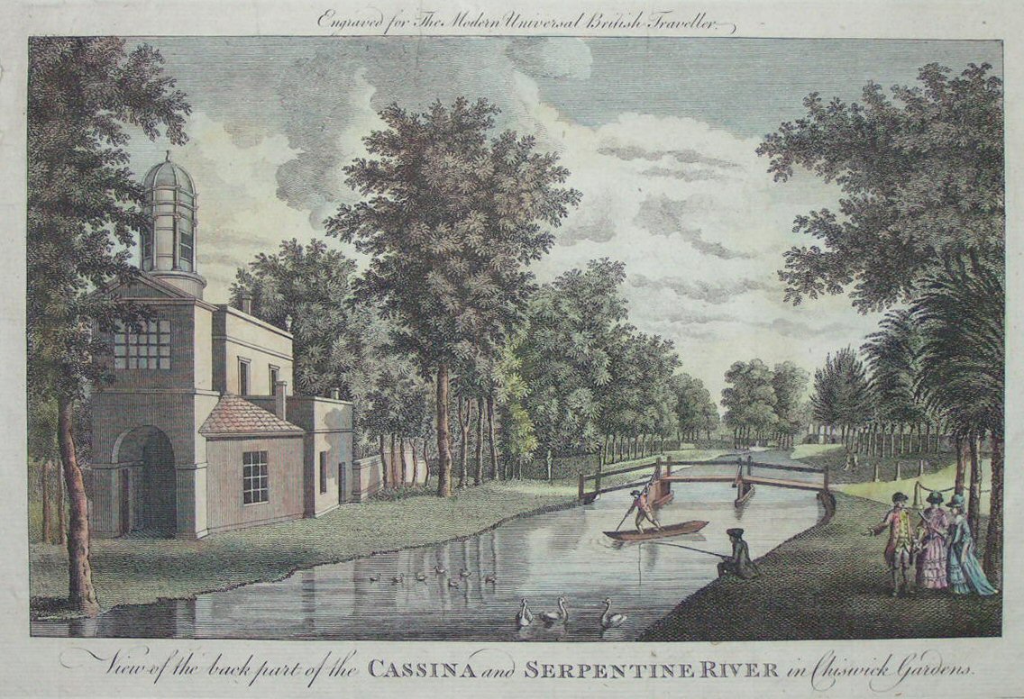 Print - View of the back part of the Cassini and Serpentine River in Chiswick Gardens